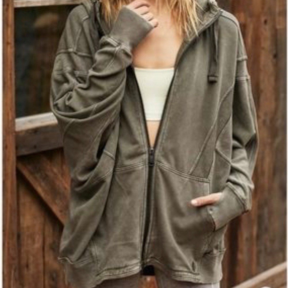 FP Movement All Your Love Zip Up hoodie in Olive Green!